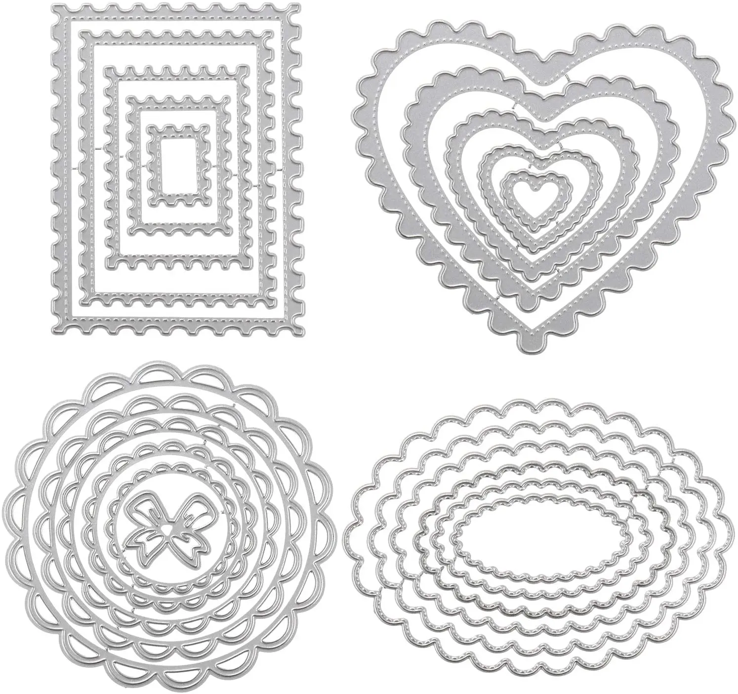 Metal Die Cuts Scrapbook Album Paper Card Cake Topper DIY Craft Making - Rectangle, Circle, Heart, Circle Flower