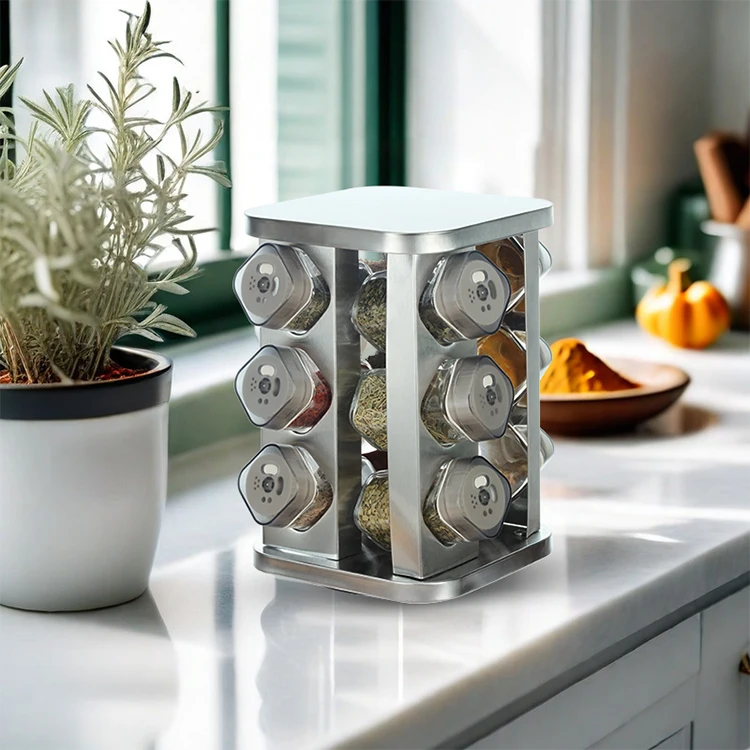 supplies custom countertop lazy susan turntable metal rotatable revolving spice condiment jar storage rack organizer set