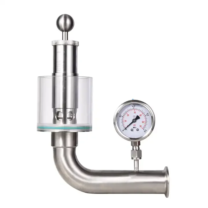 Sanitary stainless steel 1 inch and 2'  pressure relief valve bunging valve with pressure gauge