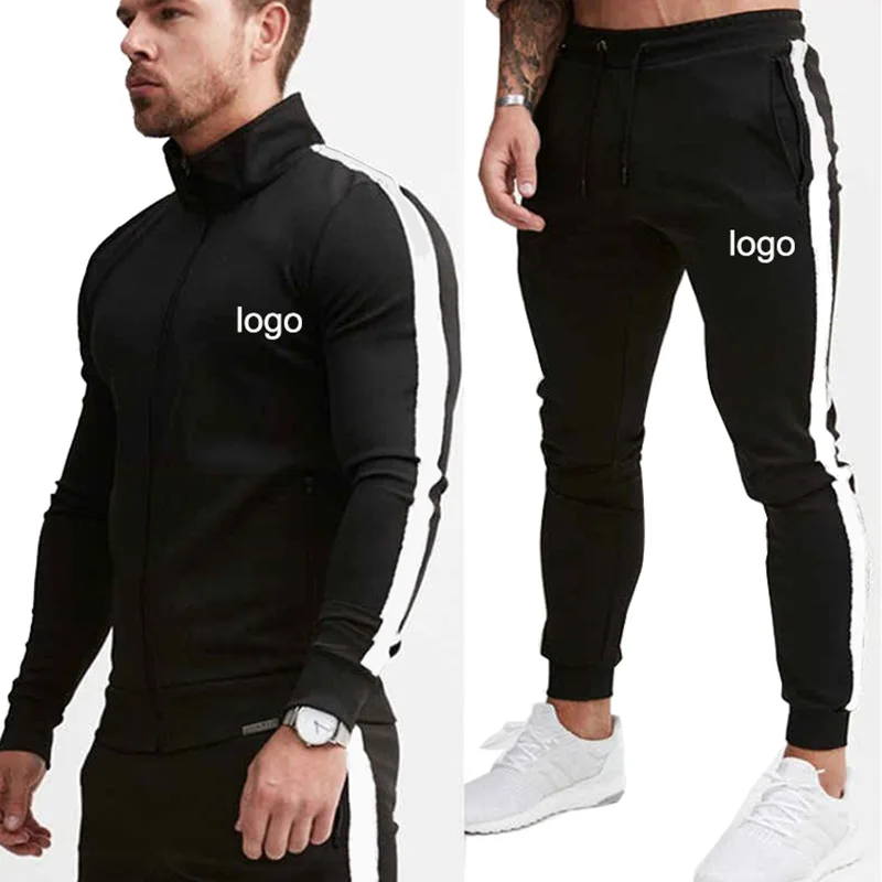 Custom plus size pullover sport Two Piece set with zipper training wear jogging suit sportswear men tracksuit