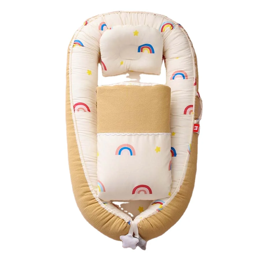 Baby Lounger Cover, Ultra Soft 100% Cotton & Breathable Baby Nest Cover for Co Sleeping, Adjustable Portable Newborn Lounger