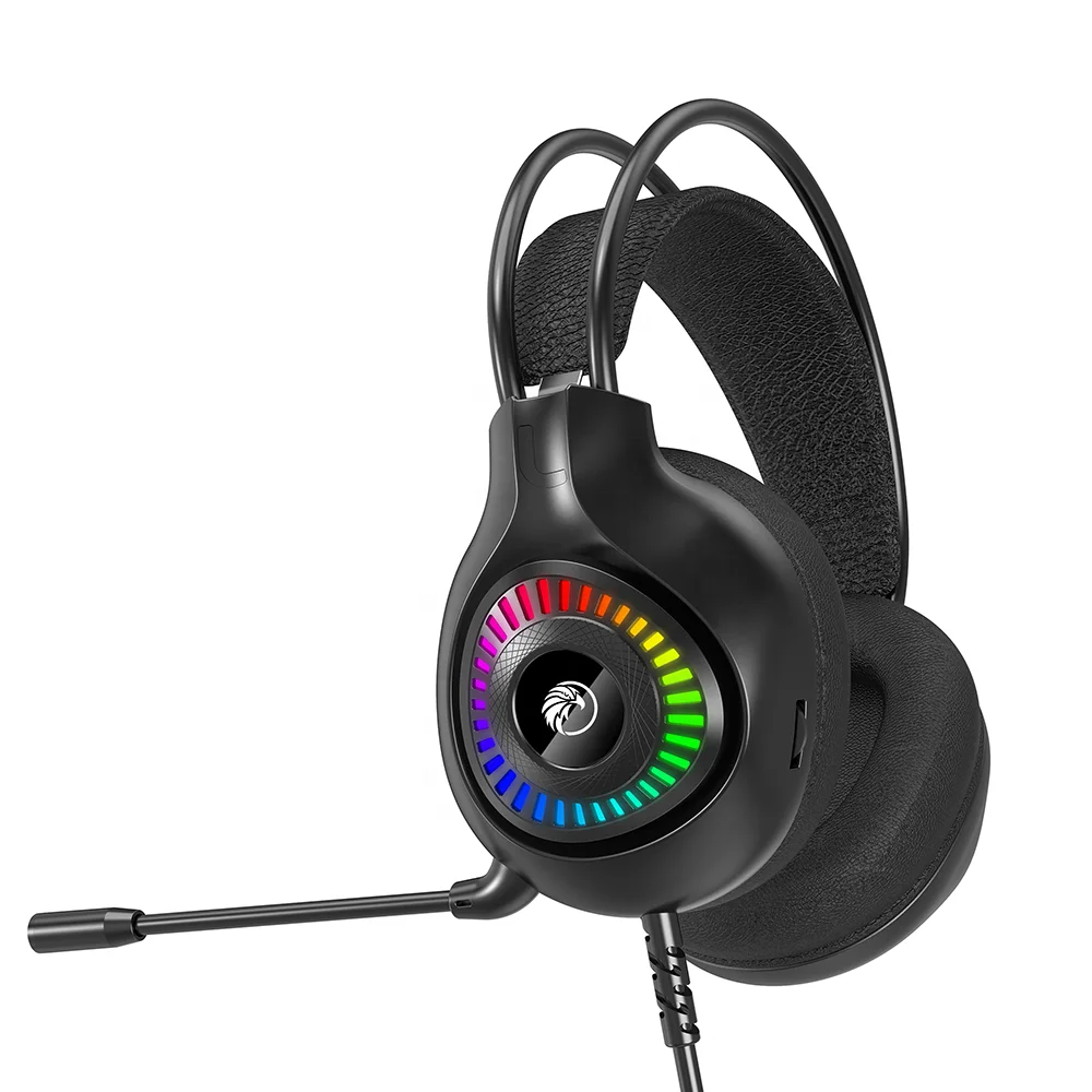 Ultra-soft earmuffs 3.5mm Audio Omnidirectional Mic 50mm Driver Unit 7.1 Surround Sound RGB LED Light Gaming Headset for PC