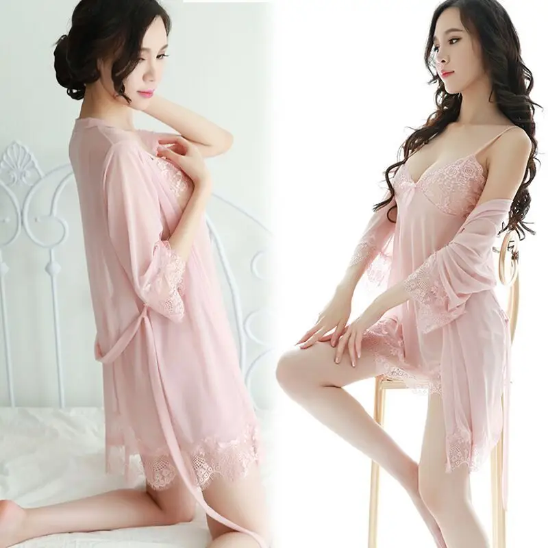 Wholesale Amazon Hot Sexy Nightdress Transparent Temptation Gauze Lace Nighty Skirts Home Wear Sleepwear Pajamas For Women