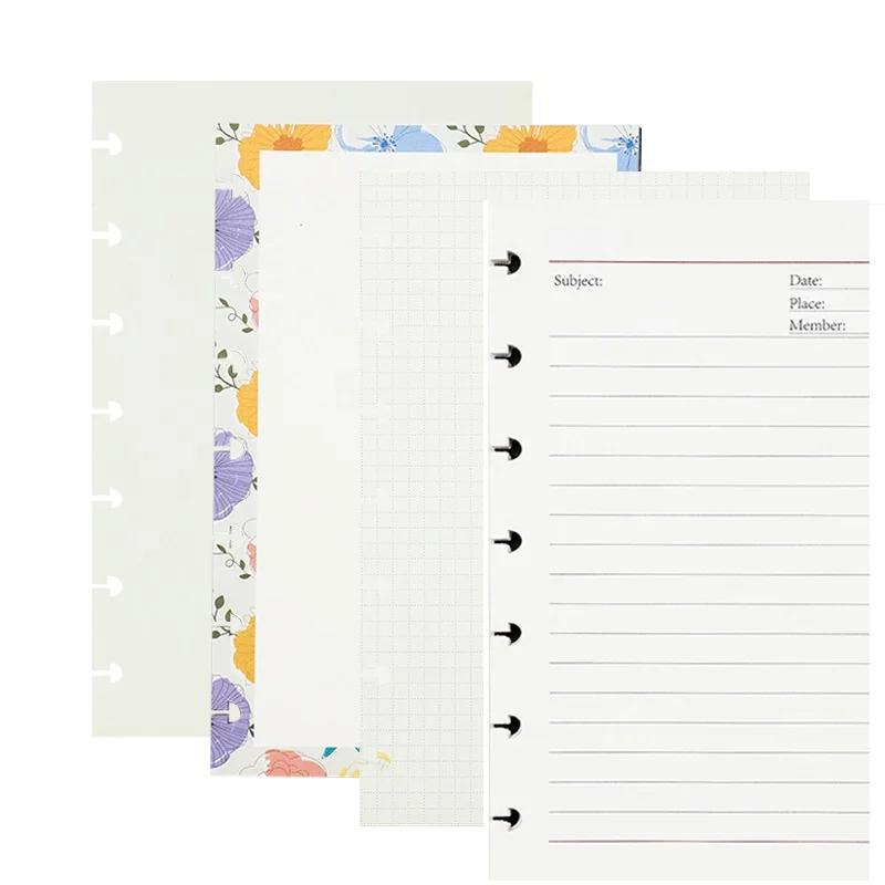 dlsc bind  pre-punched holes B6  60 sheets  refill paper  custom planner printing for  planner and Student notebook