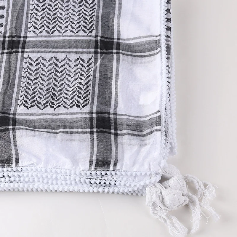 Black plaid Hiking shimagh Shemagh arab scarf Desert kuffiyeh palestine keffiyeh Wrap 130*130cm Islamic Mens Square Scarf Unisex