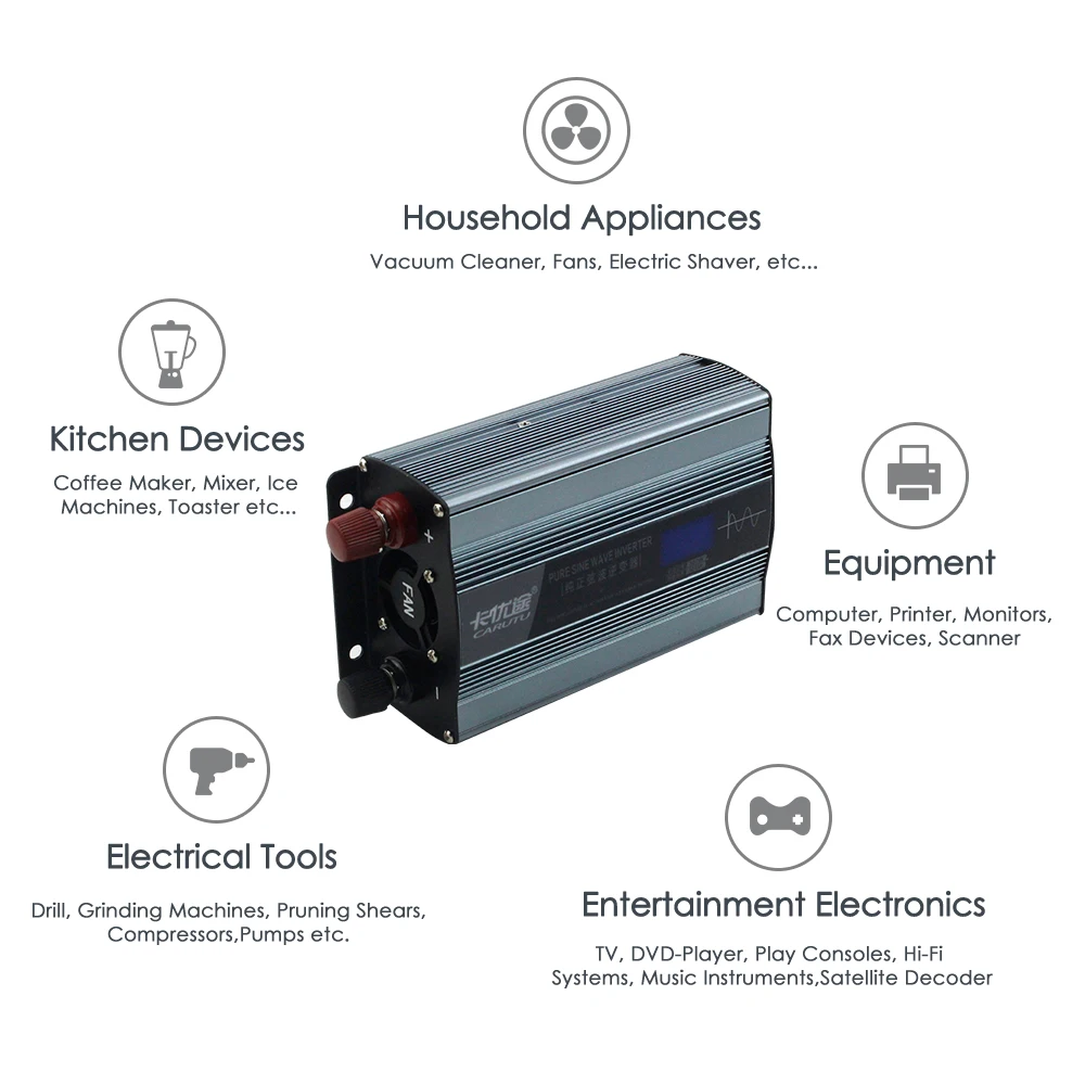 Off Grid Solar Pawer 300 Convertidor De Corriente Watts 12V Dc Ac 110V230v Inverter 24V 220V 300W