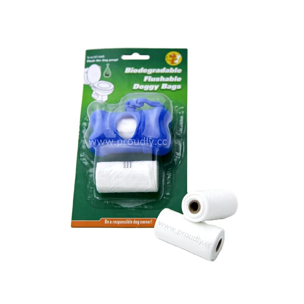 
Flushable Biodegradable PVA Water Soluble Compostable Dog Poop Bags Dispenser Holder 