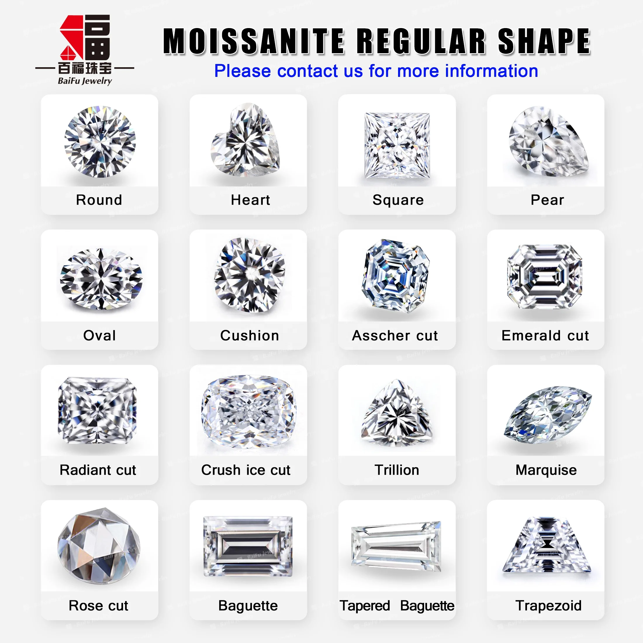 Baifu Jewelry factory price D VVS 0.5ct 5mm round loose moissanite stones