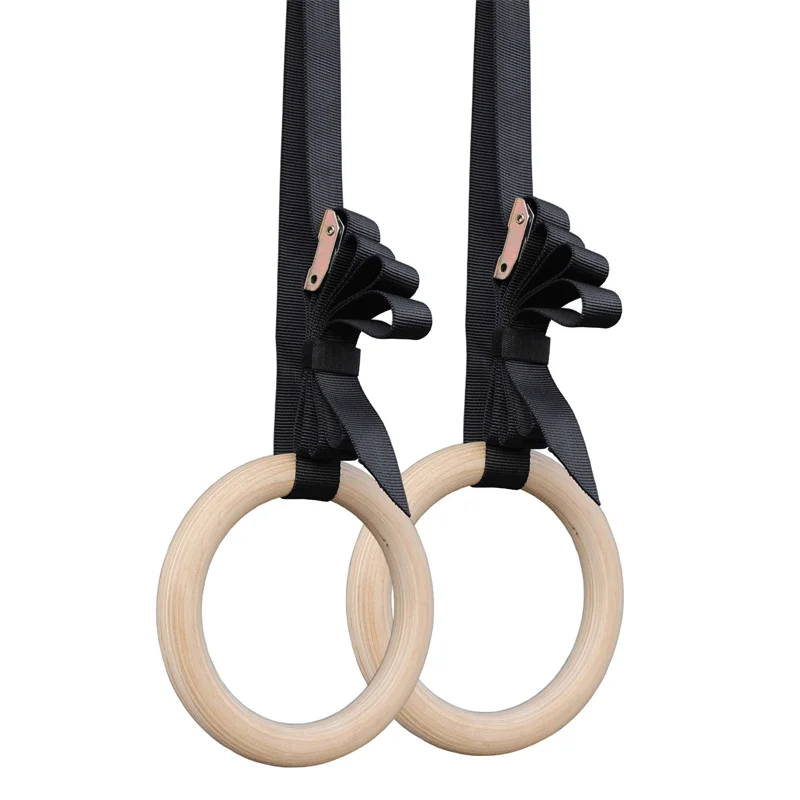 Customized Wooden Gymnastic Ring with Nylon straps