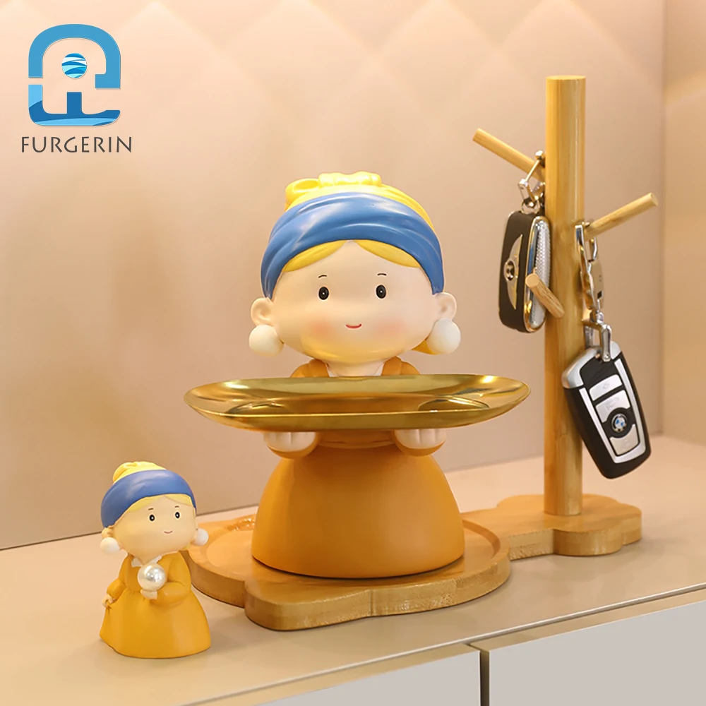 Creative Tray Organizer Ornaments Pearl Girl Home Living Room Decoration Porch Key Nordic Wind Light Luxury High End Handmade