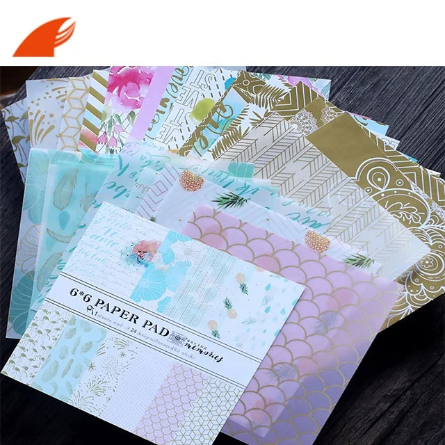 Hot Sale Creative Gold Color  Foil Stamping  Frost   Lovely  Paper  Craft Backer Paper  Pad 6x6 in Paper Pack Scrapbook