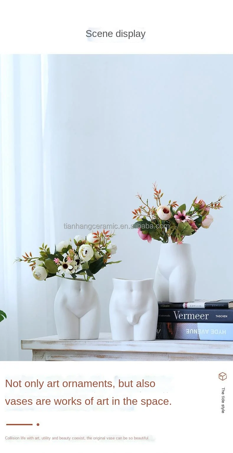 Nordic Minimalist White Matte Handmade body ceramic vase for home decor porcelain flower vase living room Table ornaments gift.jpg