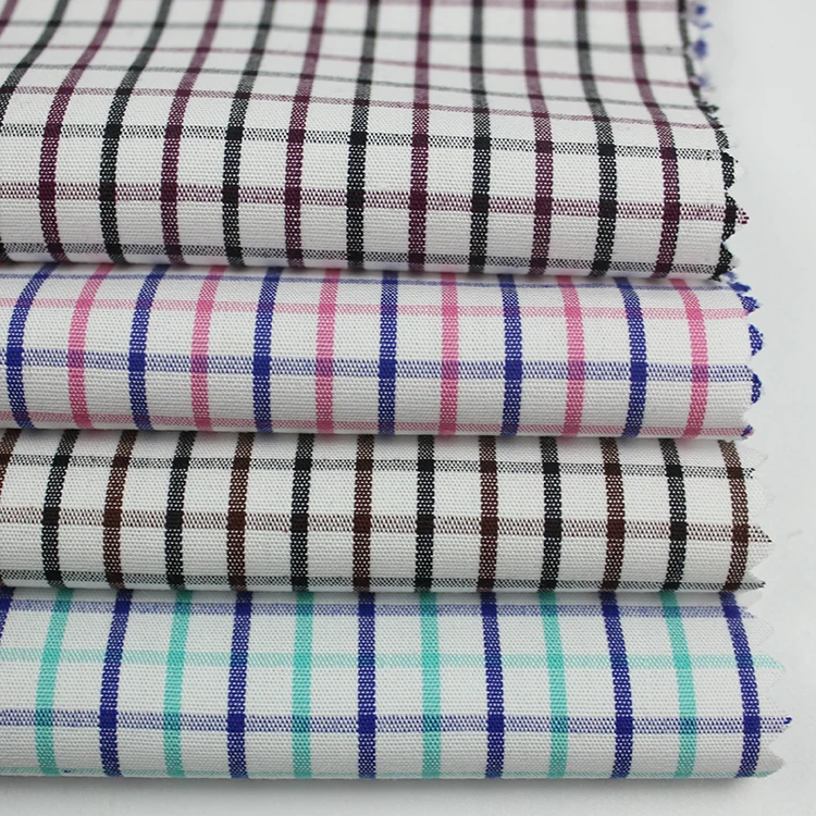 100% cotton plaid fabric yarn dyed color shirt fabric for mens shirt cloth