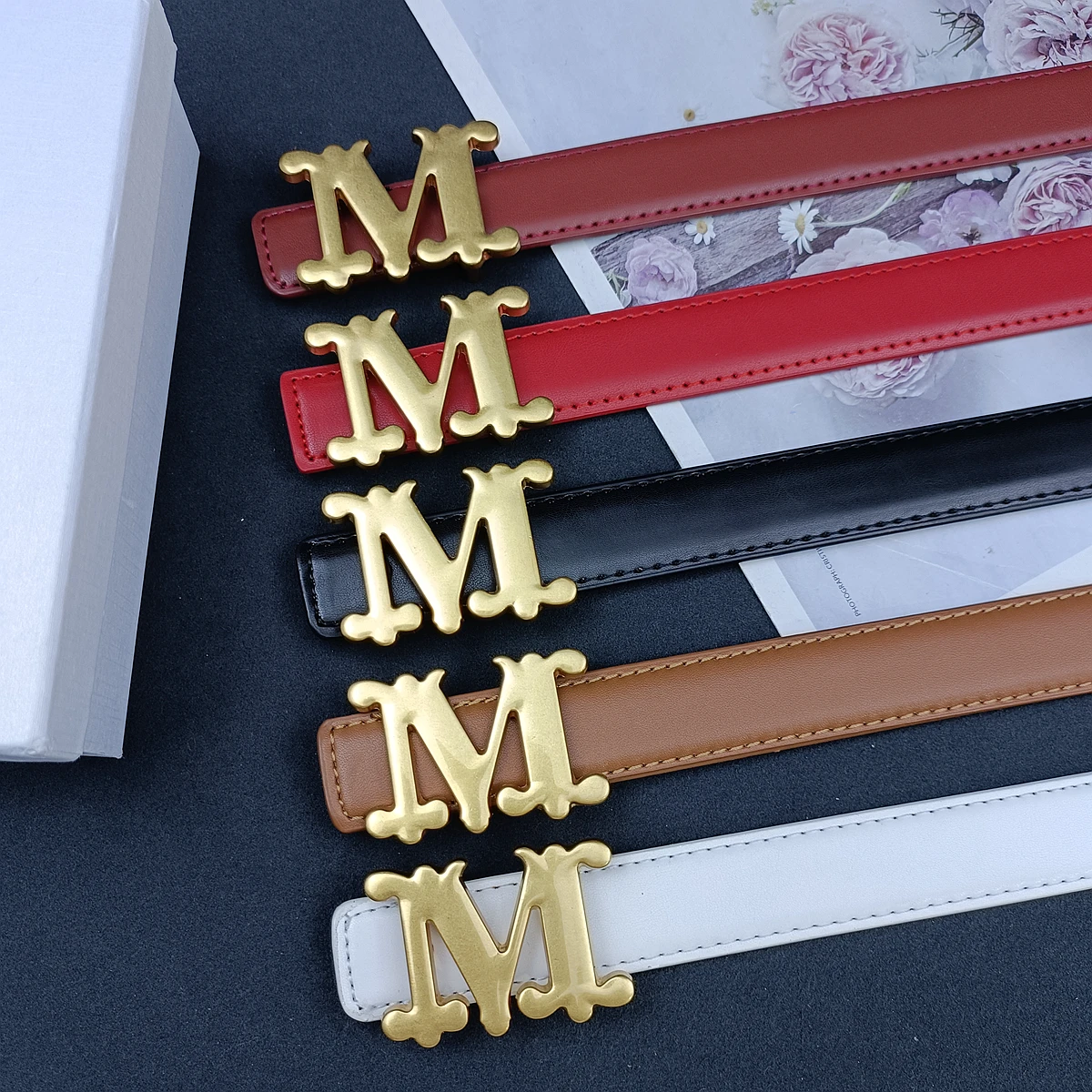 Luxury Letter M Buckle Genuine Leather Belt Female Decorative Jeans Waist Belt Wholesales Custom Logo