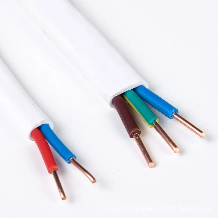 Factory twin Pvc Insulated Wire 2  3Core 0.75mm 1mm 1.5mm 2.5mm 4mm 6mm 10mm flat Power cord electric wire cable