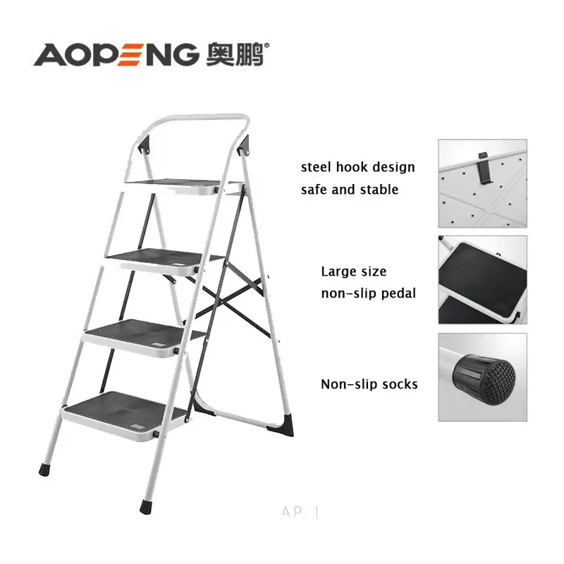 Top-ranked Ladders Foldable 4 Step Steel Family Use Household Ladder En131 Folding Chair Step Ladder Easy Store