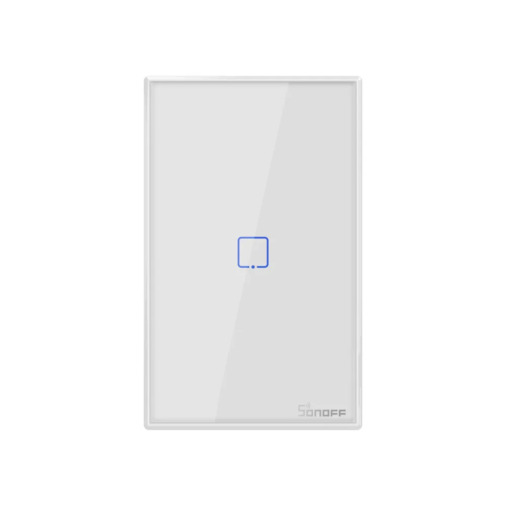 Умный дом SONOFF T0US 1C Wi-Fi/приложение пульт дистанционного управления сенсорная стеклянная панель 1 клавиша светодиодная подсветка настенный выключатель работает с Alexa