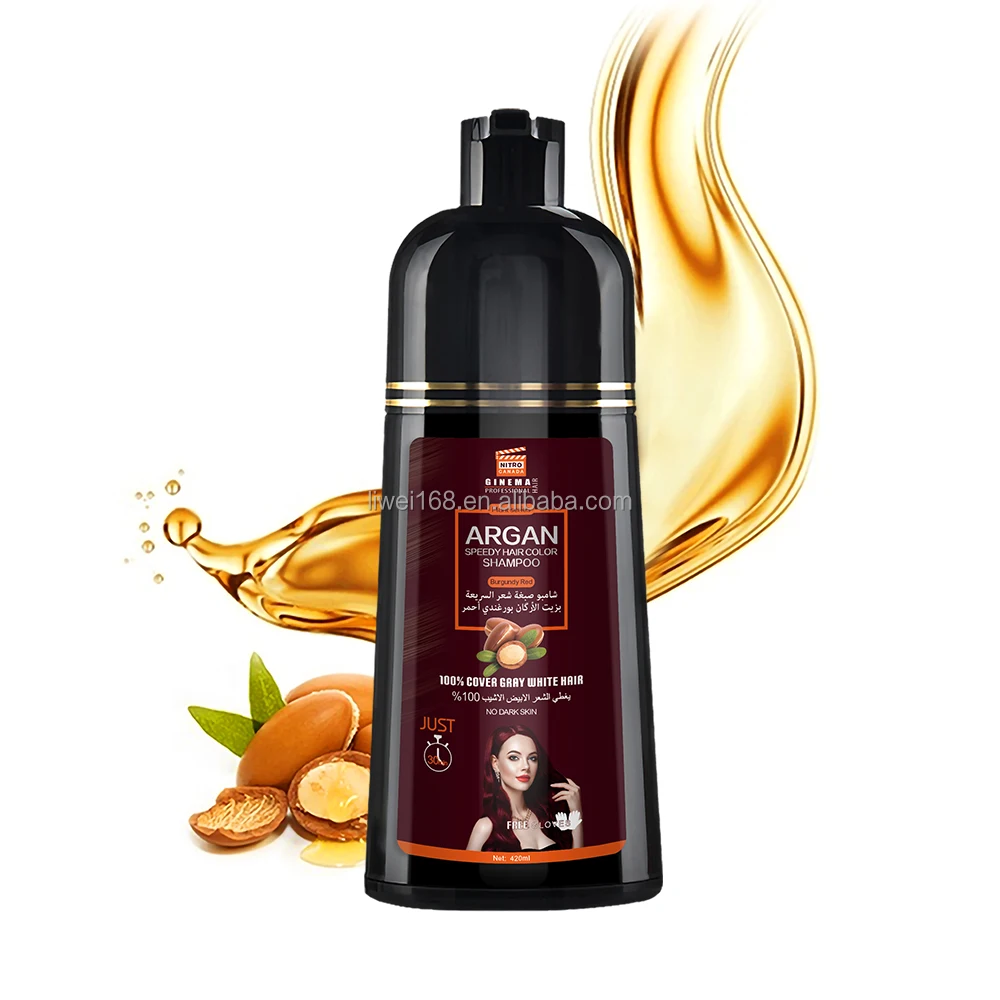 Professional Burgundy Red Color Hair Shampoo Manufacturer Natural Black Hair Shampoo Black Hair Dye Shampoo For Gray Coverage