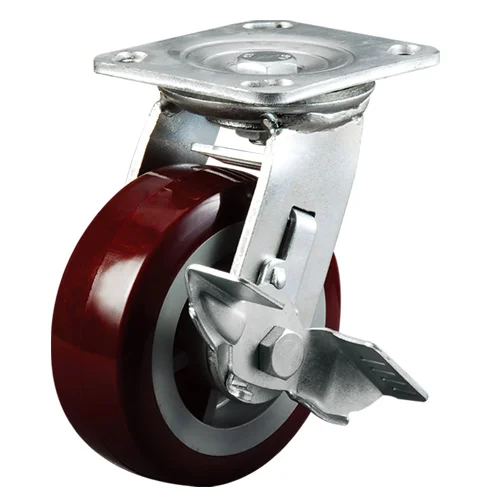 5inch Industry heavy duty caster swivel pu caster with brake roller bearing 300Kg capacity