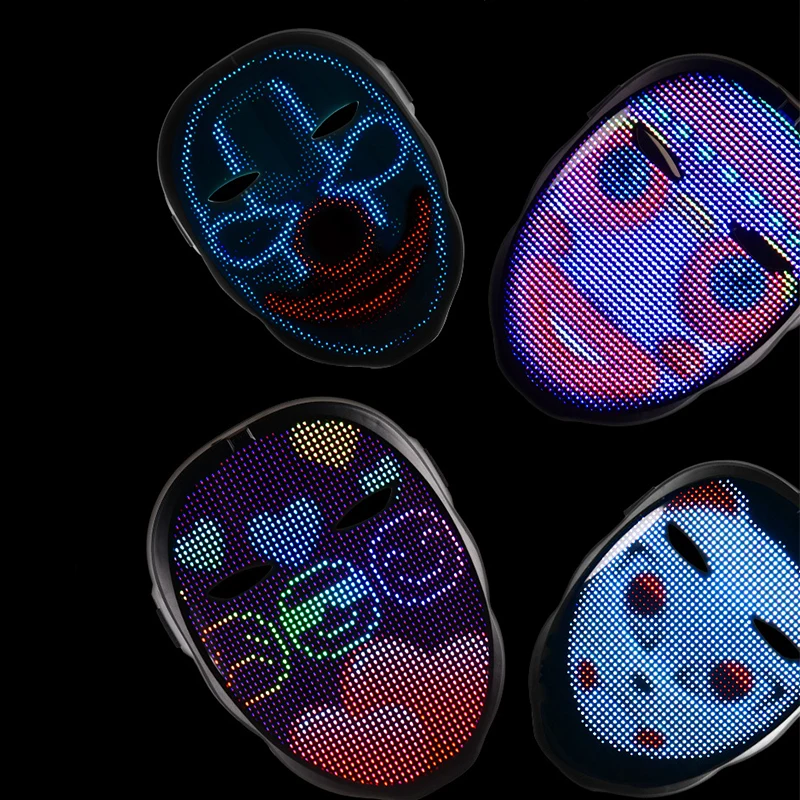 Wholesale Factory Price Christmas LED Mask Face-Changing Glowing Mask APP Control DIY Shining Mask For Holiday DJ Party Carnival