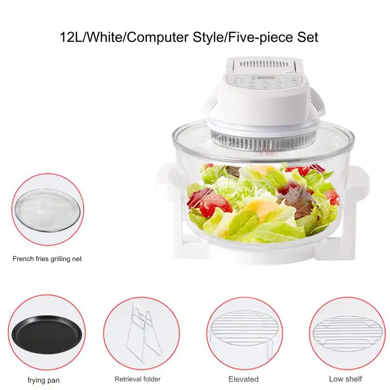 12L Household Oil-free Air fryer with 5 Accessories smart visual glass lightwave oven multi-function electric fryer air oven