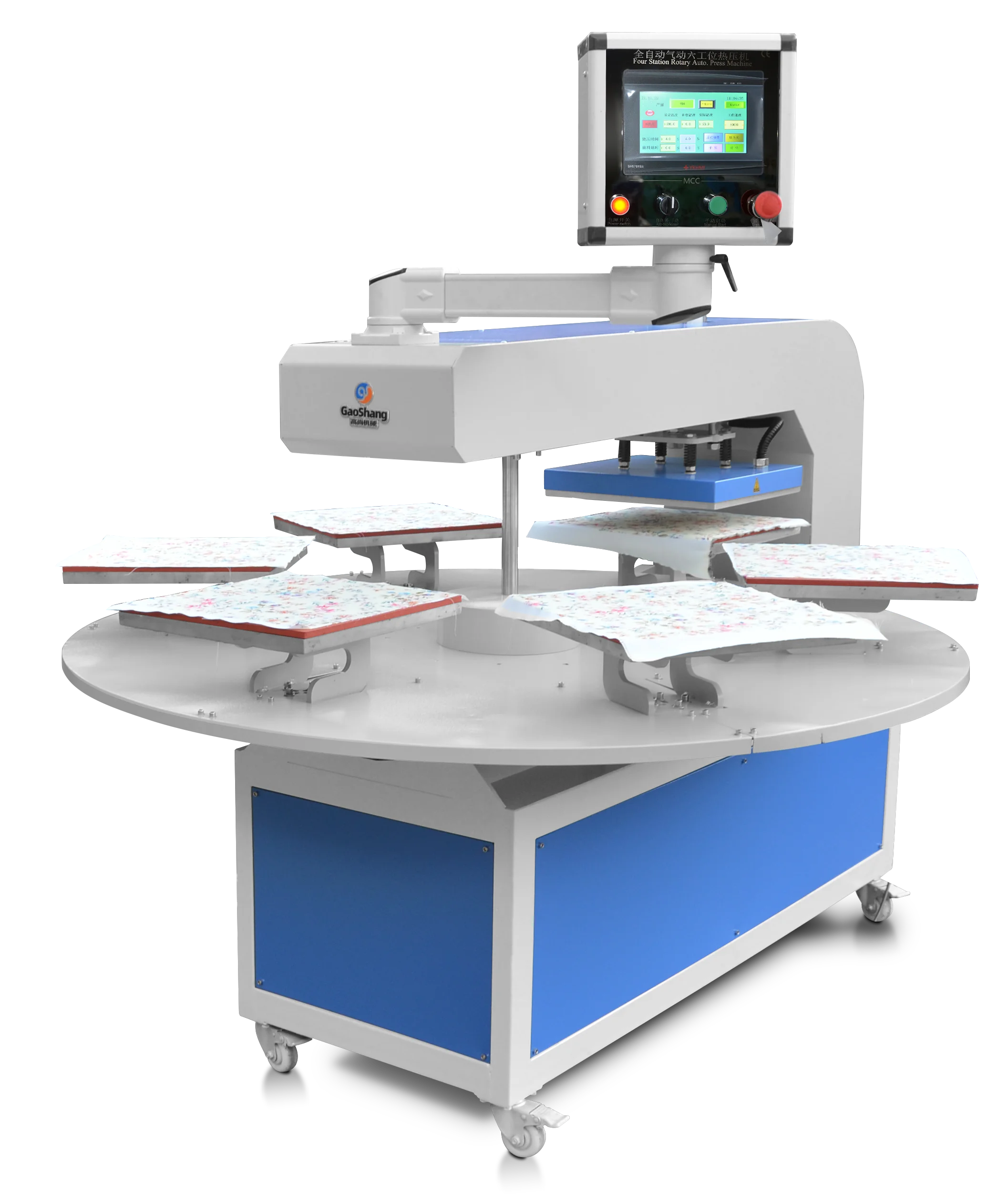 Carousel Rotation Pneumatic Fully Automatic Turntable Robotic 6 Station Heat Press Machine For Fabric Clothes T-shirts