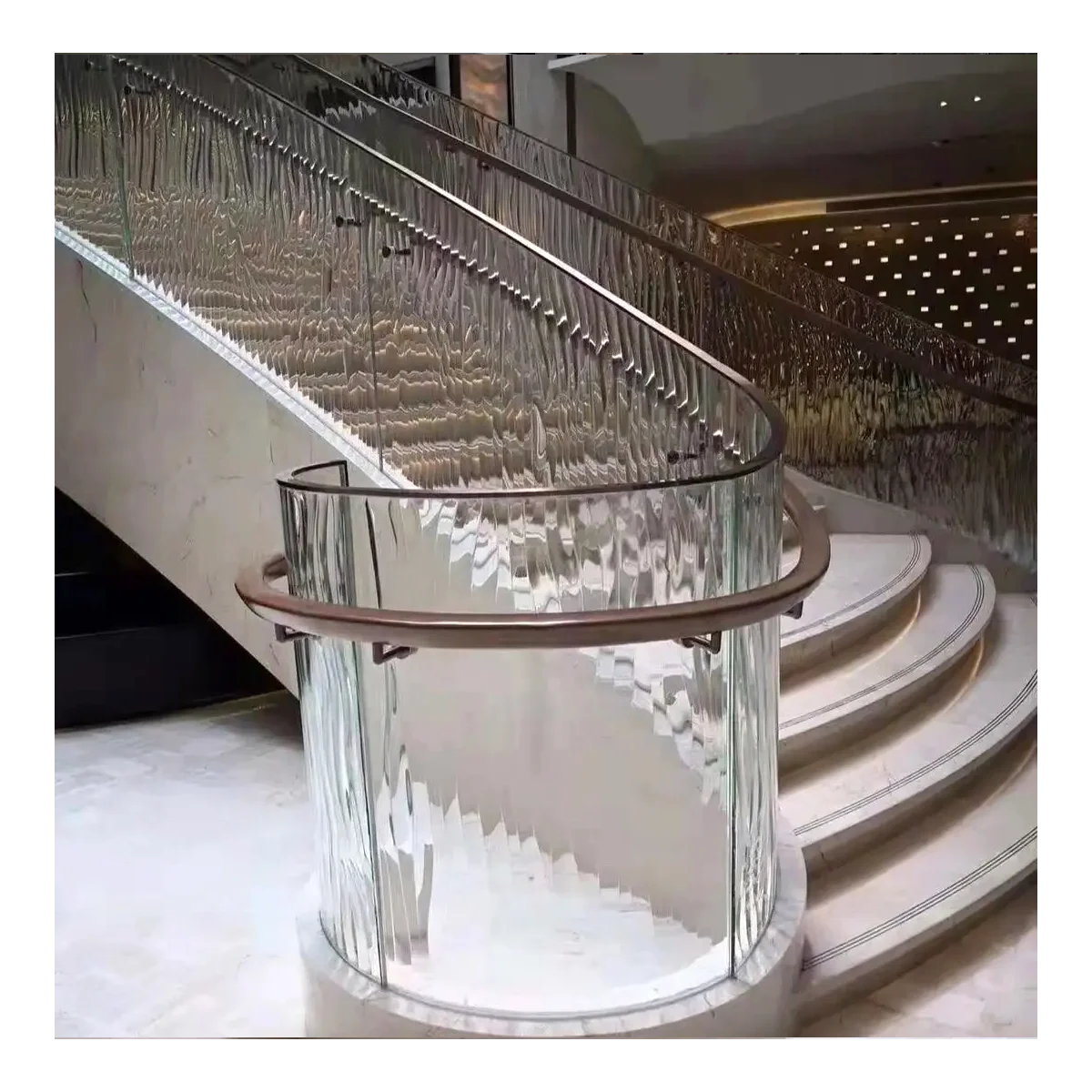 Modern Design Stair Railing Handrail Hot Melt Fused Tempered Glass