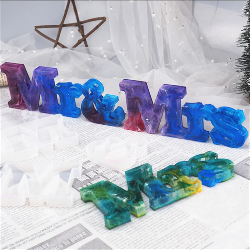 Amazon Hot Sale New Letters Alphabet Mr & Mrs Resin Mold,TOYS0501