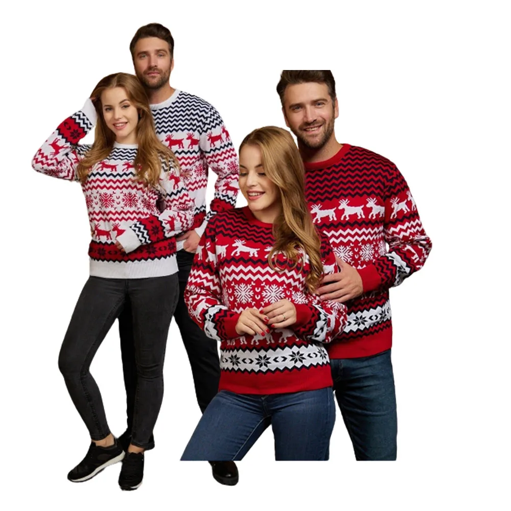 2024 Couple Winter Clothes For Women Jacquard Knitted  Cashmere Sweater Thermal Christmas Sweater