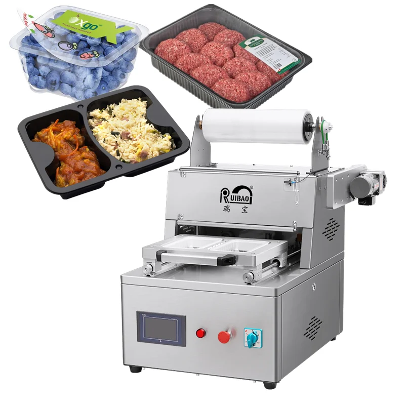tabletop two division food tray sealer MAP modified atmosphere packing tray sealer with automatic film cut