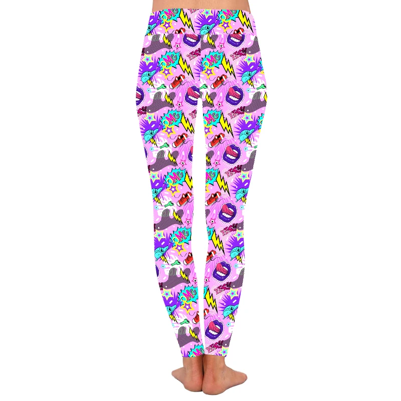 Hip hop funky print Women High yoga waist buttery soft 92% polyester 8% spandex leggings for women