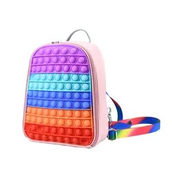 TOYSRUNNER Kids School Pop Fidget Up Backpack Silicon Simple School Bag Purse Medium Sensory Toy Backpack Pop