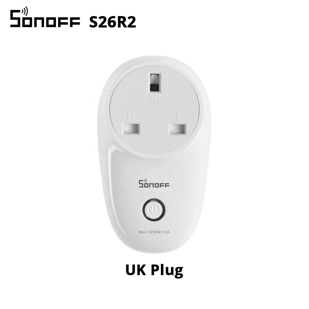 Sonoff S26R2 UK WiFi Smart Plug Wireless Control Phone APP Remote Control Timer Real-time For Echo Google Home