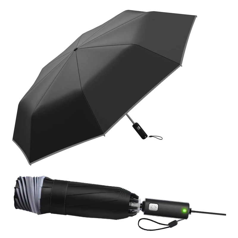 New Creative Fashion UV Smart Retractable Auto Open Close Inverted Electrical Umbrella USB for Men Elderly Pregnant Women
