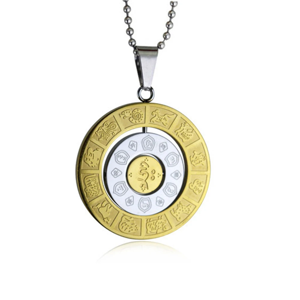 Filled Jewelry Necklaces Rotate Pendant Stainless Steel 18k Gold Plated Necklace