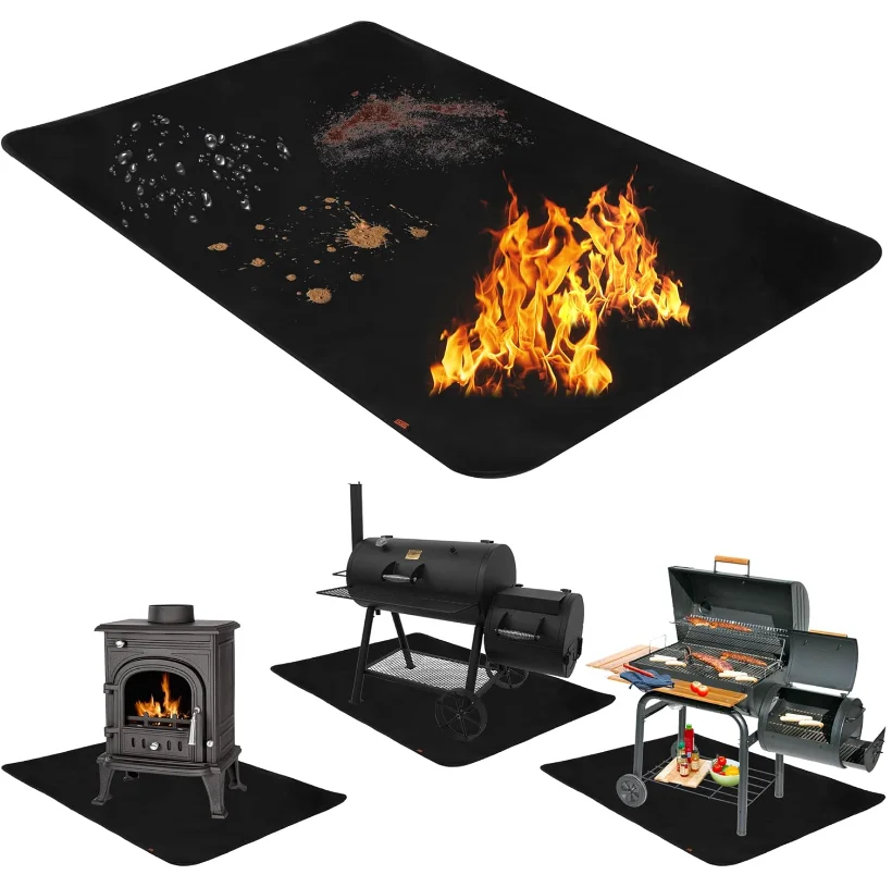 XL 60*40 inches Fireplace Fire Resistant Protects Floors Heat Fireproof Mat for Fireplaces Grills Deck and Patio Protective Mats