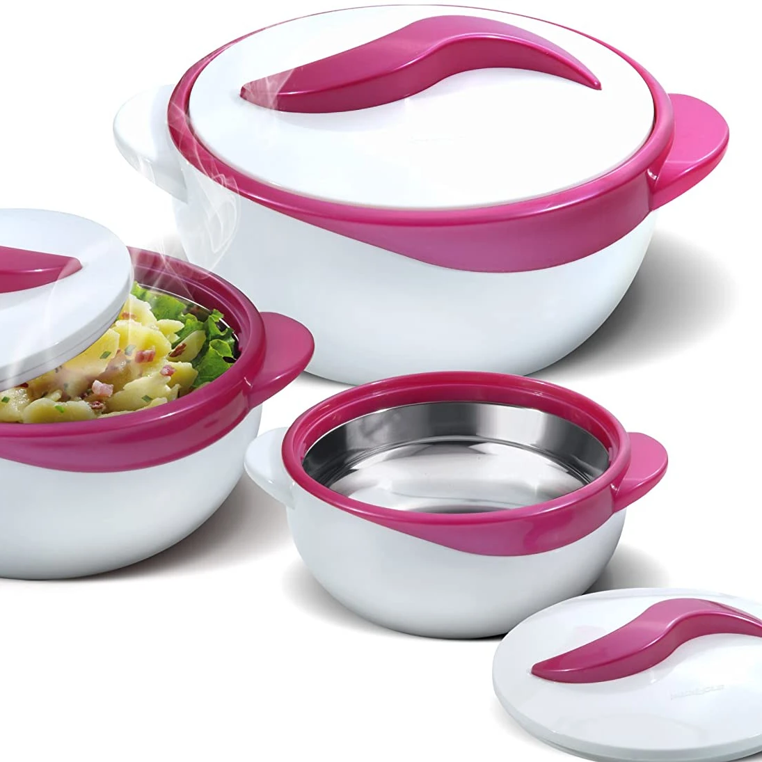 OEM CUSTOM LOGO Stainless Steel Thermal Lunch Box Hot Pot Food Warmer Salad Soup Serving Bowl with PP Lid