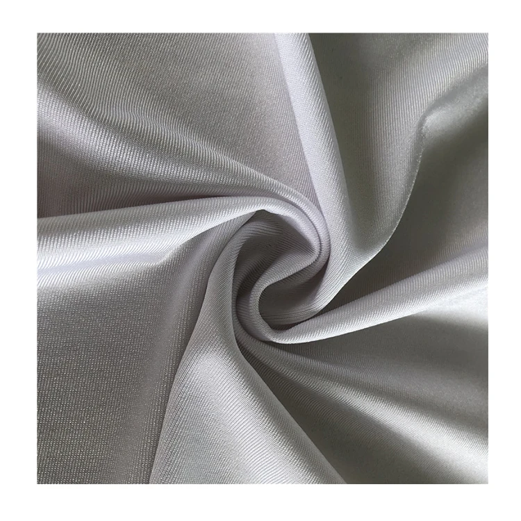 Made in China shiny warp knitted lycra spandex polyester four way stretch fabric for bra and panty