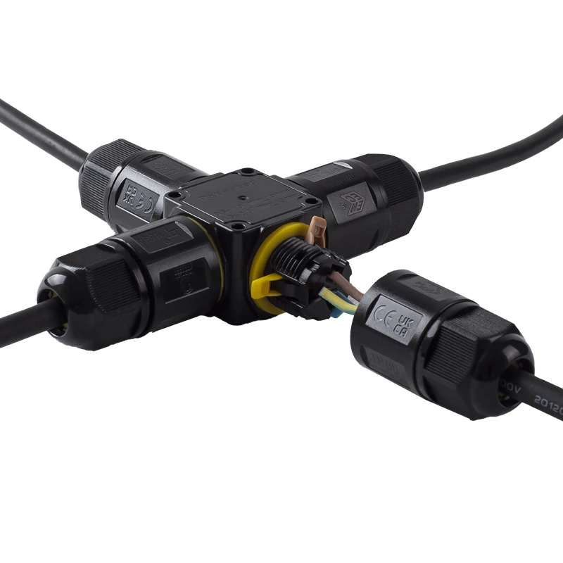 Greenway 3pin  X shape IP68 waterproof cable connector led push wire waterproof connectors IP68 for outdoor connection