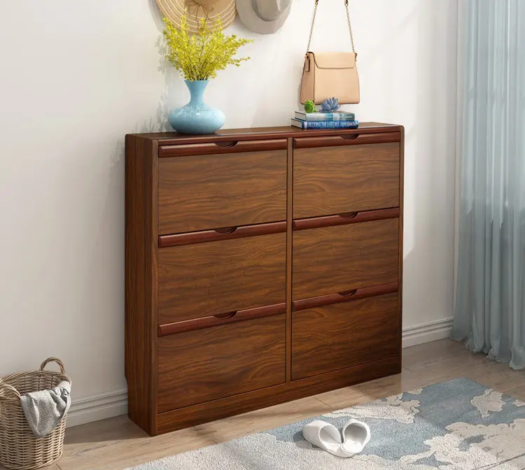 Low Price Living Room Furniture Shoe Racks Adjustable Wooden Shoe Cabinet Sliding Door Entryway Home Easy Assembly Shoe Cabinet