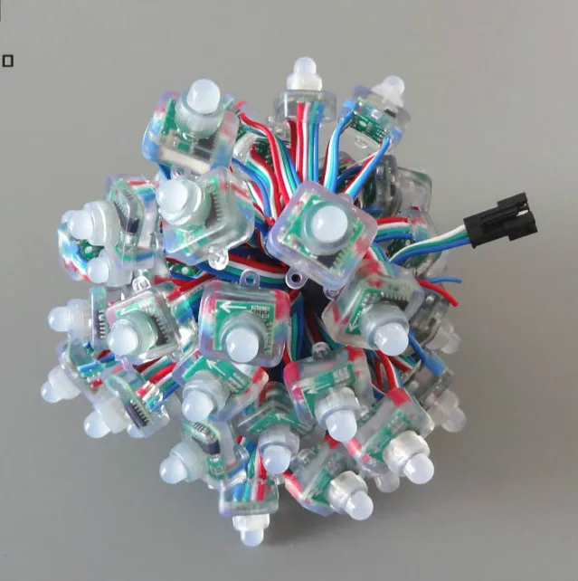 Smart Led Pixel Light 5V 12V 0.3W 12mm Square RGB Pixel Nodes WS2801 50pcs per String Point Light