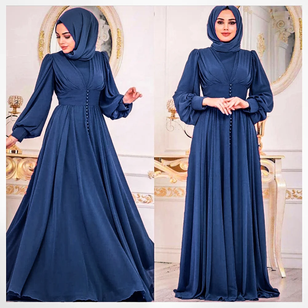 2021 Latest new chiffon abaya pleated abaya muslim dress kaftan dubai turkish dresses islamic clothing