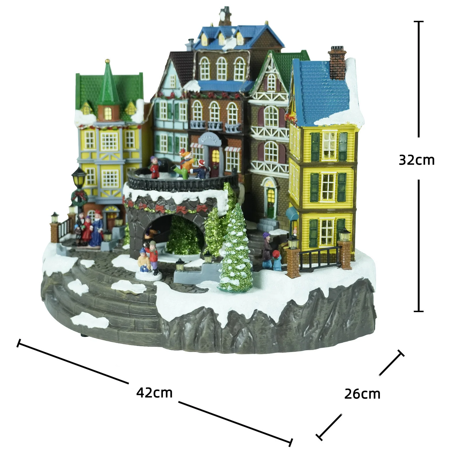 Christmas decoration desktop ornament plastic village house music box led lantern snow globe for home decor gift