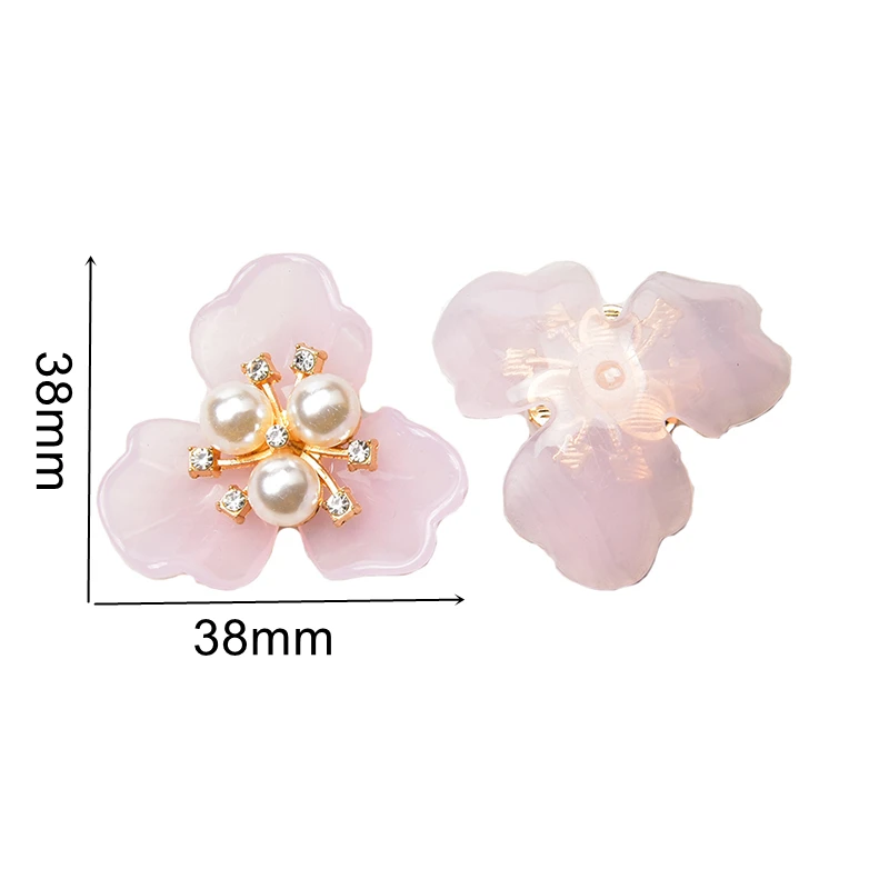 Pearl Flower-Shape Rhinestone Buttons Alloy Accessories Sparkling Crystal Decorative Applique For Diy Craft Jewelry Making