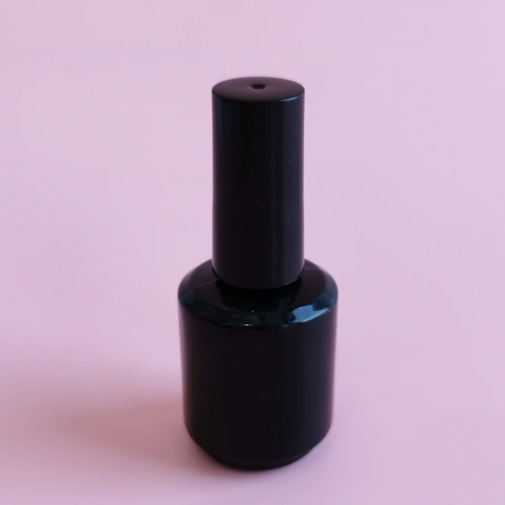 Custom 15ml Round Glossy Amber Color Empty Clear Glass Gel Nail Polish Bottle With Brush and cap