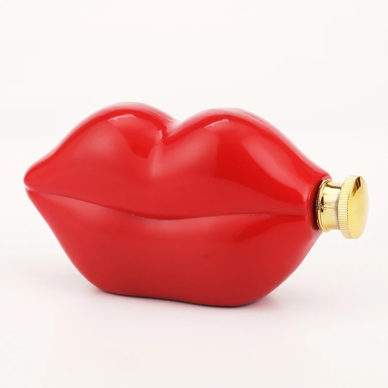 red lip shape hip flask