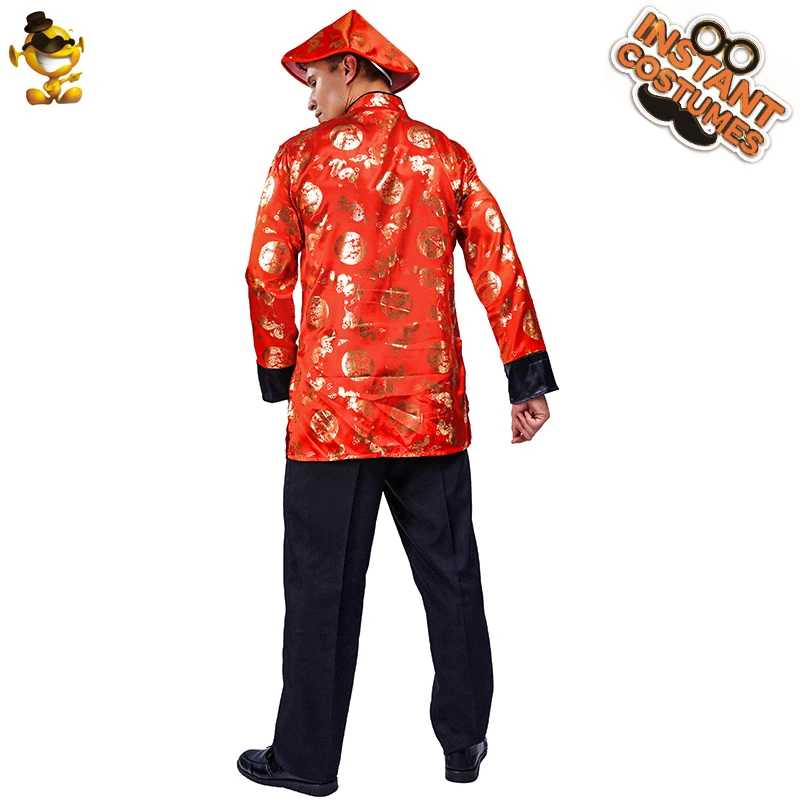 Adult Chinese Traditional Tang Outfit halloween Party Cosplay Red Tang Suit Costume for Men