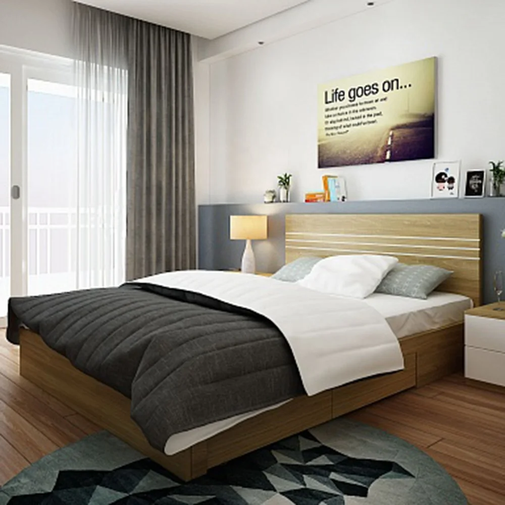 Modern style best price  double bed with 2 drawers in the right side