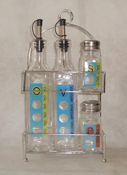 5pcs/set Condiment Sets Glass Cruet salt and pepper shakers vinegar and oil/toothpicks bottle