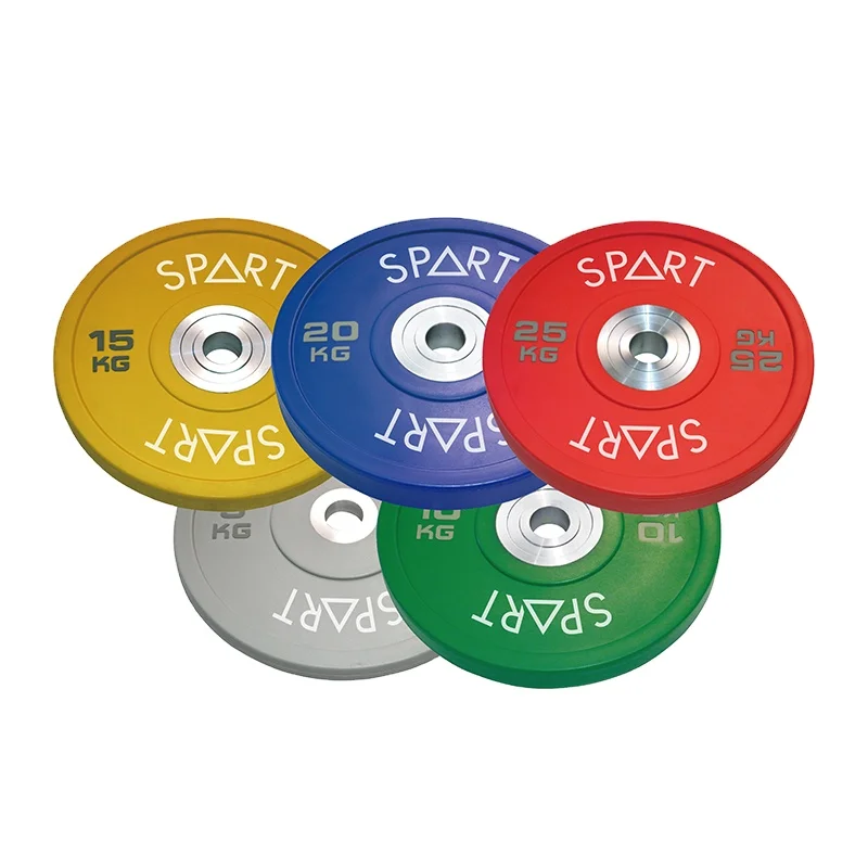 Fitness Equipment Weightlifting Competition Cast Iron PU coated Bumper Plates With Flange